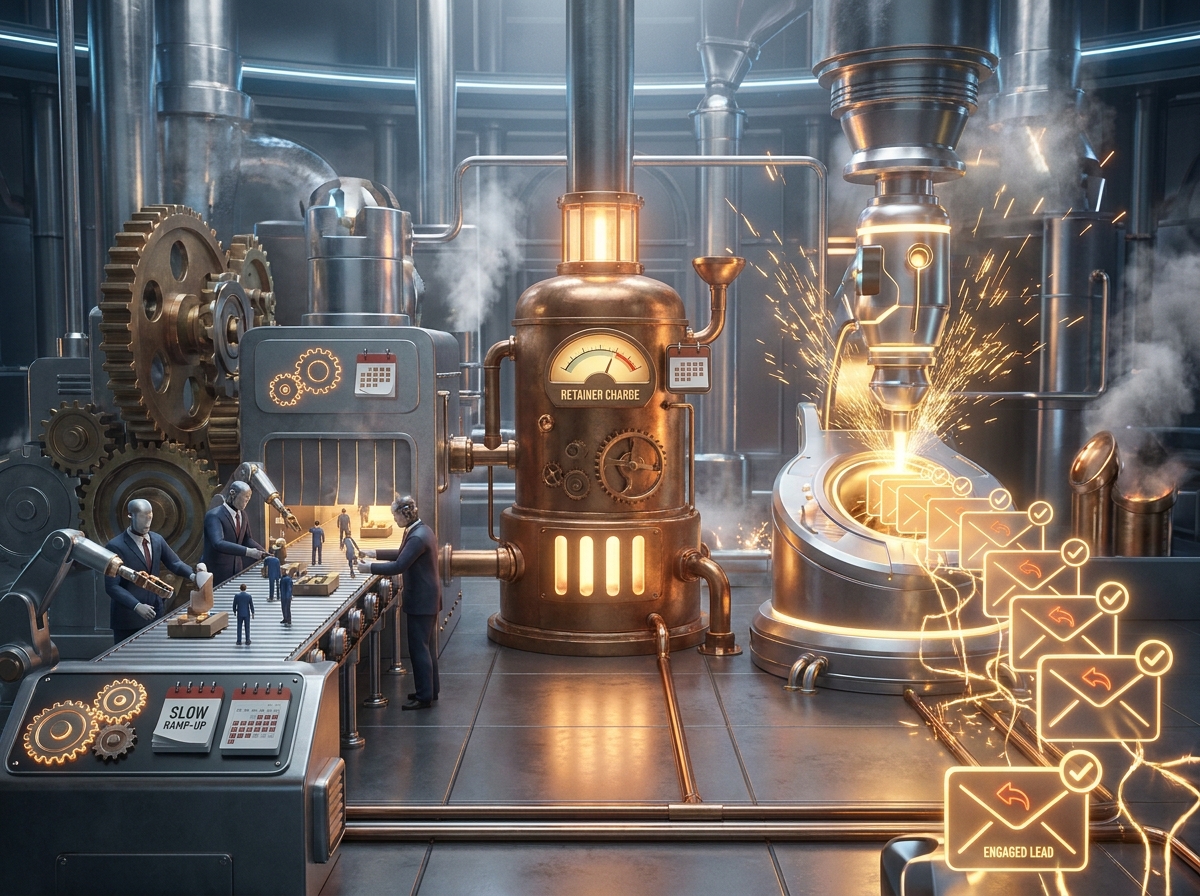 Factory visualizing a cold-email agency's outbound operations
