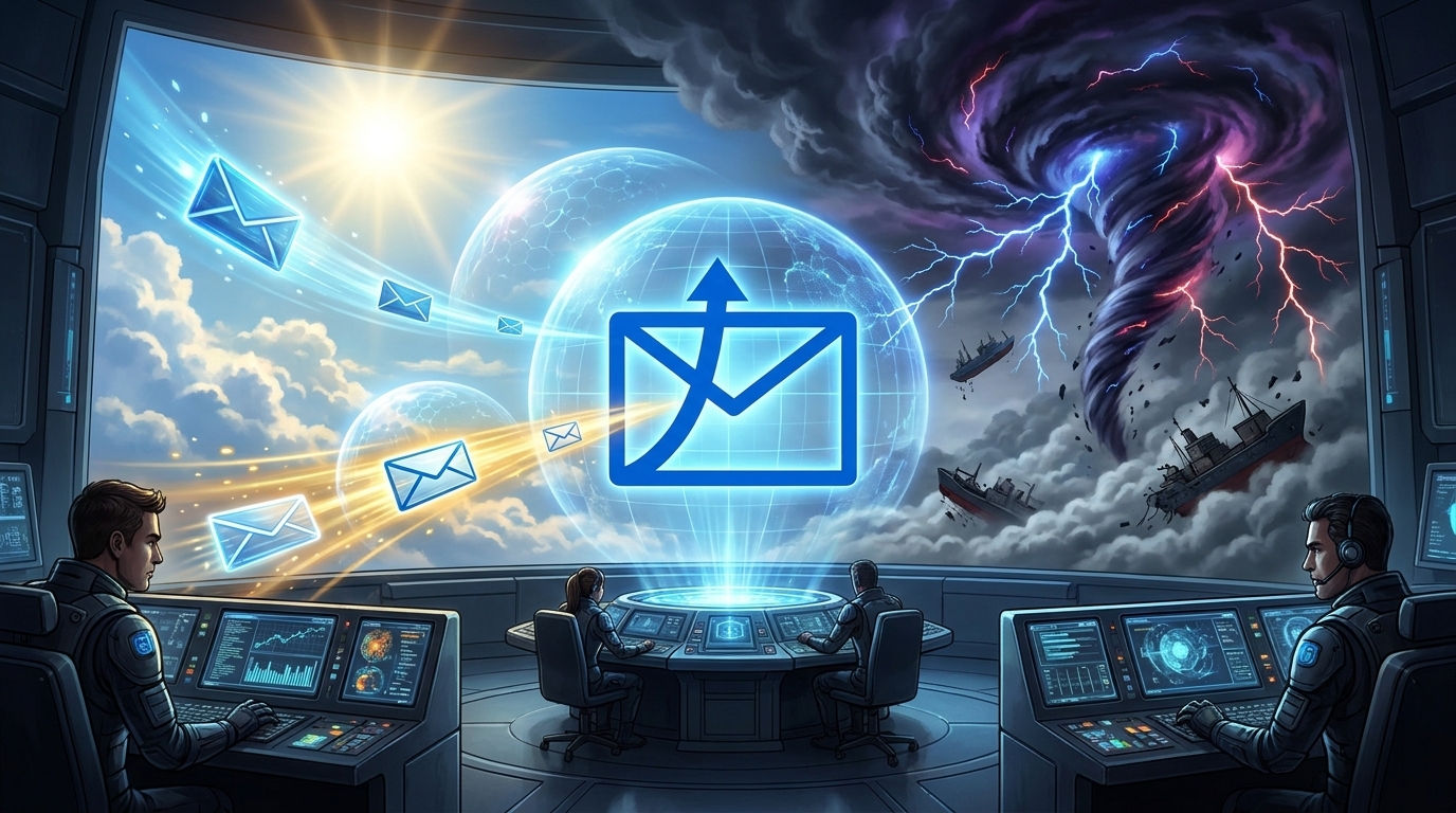 Weather control room visualizing sender reputation across mailbox providers